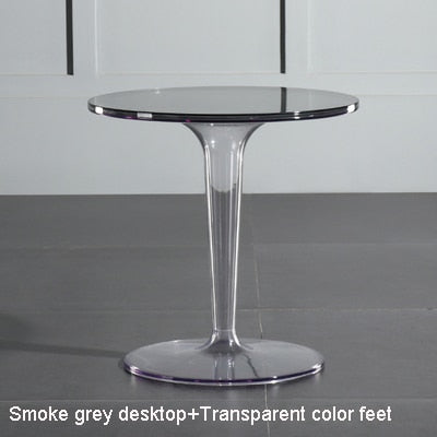Transparent white coffee table round